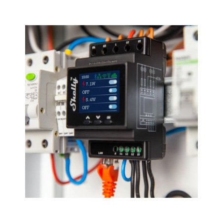Shelly Pro 4PM V2 - releu 4 canale 16A, cu monitorizare consum, LAN, WiFi, Bluetooth