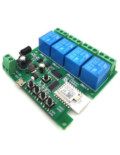 Releu smart ZigBee + RF cu 4 canale, 5V-32V, dry contact, SmartWise, compatibil Tuya si EWeLink 2