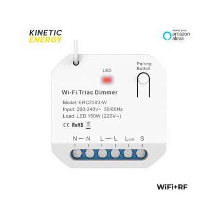Controller Kinetic Energy, 1 canal, 1,5A, Dimmer WiFi + RF433 Tuya (cu nul)