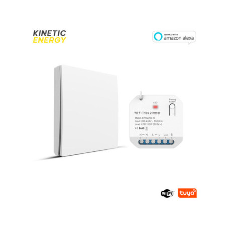KIT Controller Kinetic Energy, 1 canal, 1,5A, Dimmer WiFi + RF433 Tuya + Interupator simplu wireless