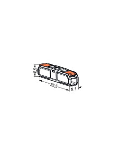 Conector legături rapide cu manetă, 2 poli, Wago 221-2411 2