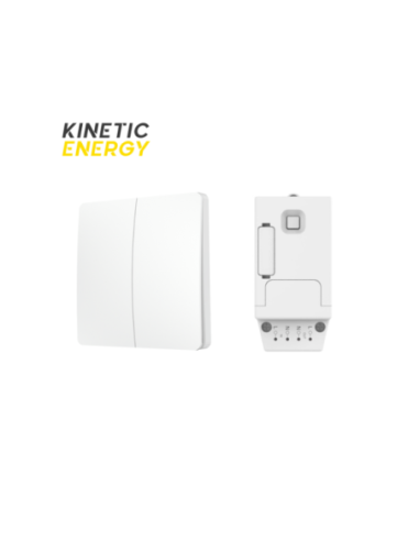 KIT Întrerupător dublu wireless/ fără fir cu revenire + Controller cu 2 canale 2*5A RF433 Kinetic Energy