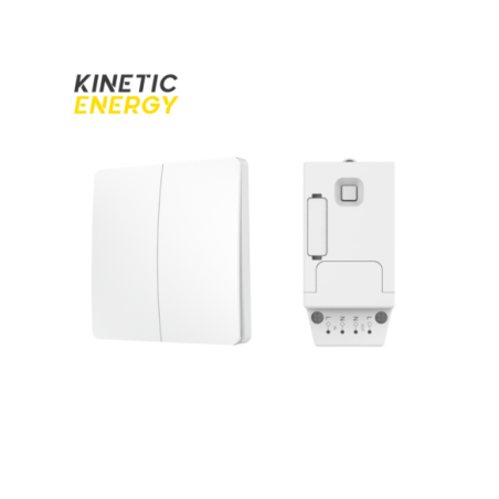 KIT Întrerupător dublu wireless/ fără fir cu revenire + Controller cu 2 canale 2*5A RF433 Kinetic Energy