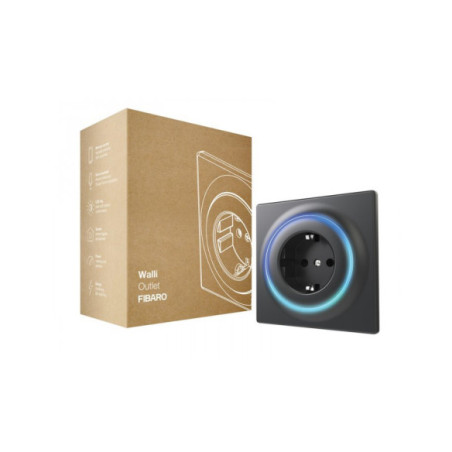 Priza smart tip F cu monitorizare consum Walli FIBARO, negru