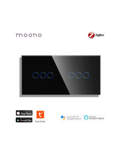 Întrerupător smart Zigbee touch triplu + triplu TUYA, panou sticlă, fără nul, Moono, alb 2