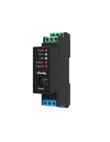 Shelly Pro 2PM - releu 2 canale, 2x 16A, cu monitorizare consum, WiFi, LAN, Bluetooth