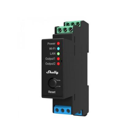 Shelly Pro 2PM - releu 2 canale, 2x 16A, cu monitorizare consum, WiFi, LAN, Bluetooth