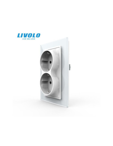 Priză Dublă Schuko pentru 1 Doză cu Ramă din sticlă Livolo