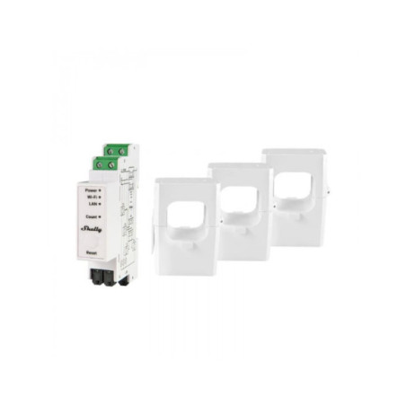 Shelly PRO 3EM  - releu contorizare energie 3 faze cu 3 clamps 400A