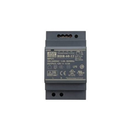 Sursa de tensiune AC DC montaj sina DIN Mean Well HDR-60-24 60W 24V 2.5A