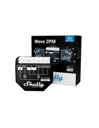 Shelly Qubino Wave 2PM - releu 2 canale 2*10A cu monitorizare consum Z-Wave