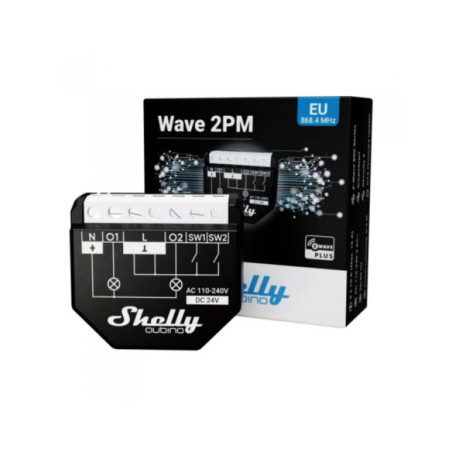 Shelly Qubino Wave 2PM - releu 2 canale 2*10A cu monitorizare consum Z-Wave