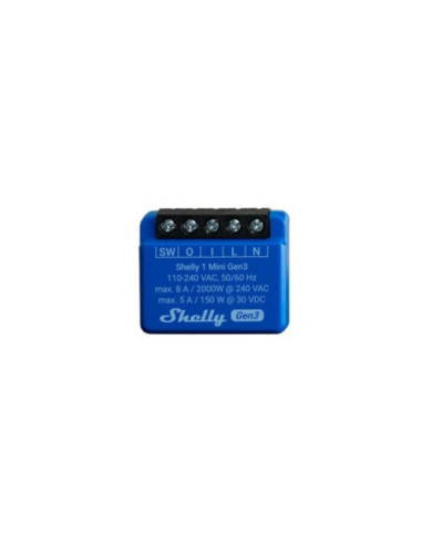 Shelly 1 Mini Gen 3 - releu 1 canal, 8A, WiFi si Bluetooth