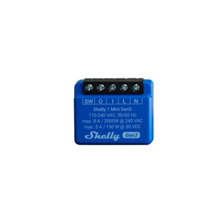 Shelly 1 Mini Gen 3 - releu 1 canal, 8A, WiFi si Bluetooth