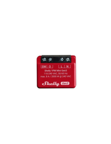 Shelly 1PM Mini Gen 3 - releu 1 canal cu monitorizare consum, 8A, WiFi si Bluetooth
