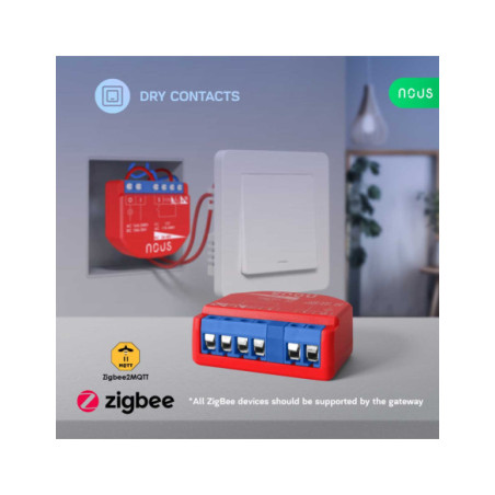 Nous B1Z - modul Smart cu 1 canal Dry Contact Zigbee
