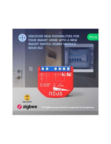 Nous B1Z - modul Smart cu 1 canal Dry Contact Zigbee