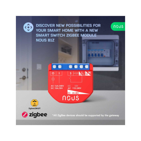 Nous B1Z - modul Smart cu 1 canal Dry Contact Zigbee