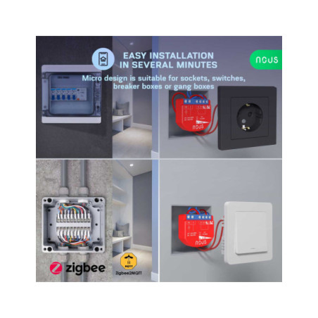 Nous B1Z - modul Smart cu 1 canal Dry Contact Zigbee