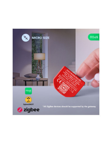 Nous B2Z - modul Smart cu 1 canal cu monitorizare consum Zigbee