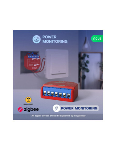 Nous B2Z - modul Smart cu 1 canal cu monitorizare consum Zigbee