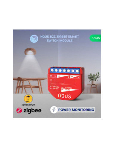 Nous B2Z - modul Smart cu 1 canal cu monitorizare consum Zigbee