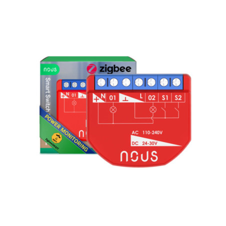 Nous B3Z - modul Smart cu 2 canale cu monitorizare consum Zigbee