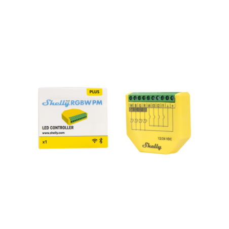 Shelly PLUS RGBW PM - modul control Smart banda LED 4x PWM 12/24V (WiFi, Bluetooth)