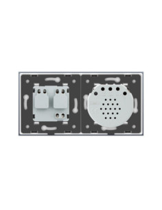 Priză simplă Schuko  + Întrerupător touch simplu cu ramă din sticlă Livolo, gri 2