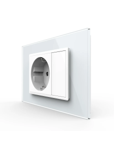 Priză Schuko simplă cu Ramă din sticlă 3M Livolo, alb