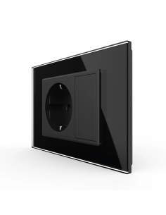 Priză Schuko simplă cu Ramă din sticlă 3M Livolo, negru