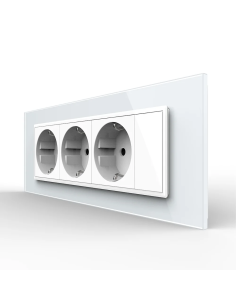 Priza triplă Schuko cu ramă din sticlă 7 Module Standard italian Livolo, alb 2