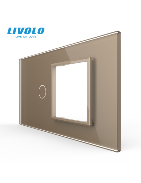Panou pentru Întrerupător Touch simplu + Ramă din sticlă pentru doză 4 module Livolo