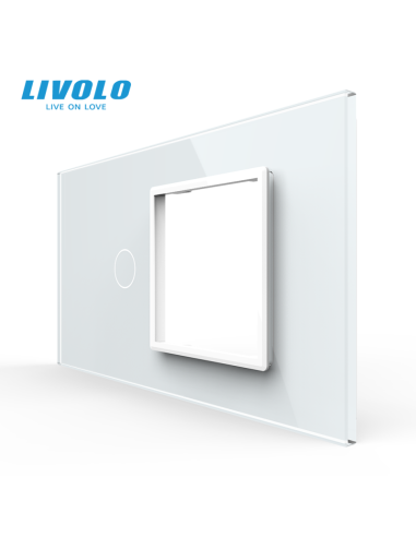 Panou pentru Întrerupător Touch simplu + Ramă din sticlă pentru doză 4 module Livolo