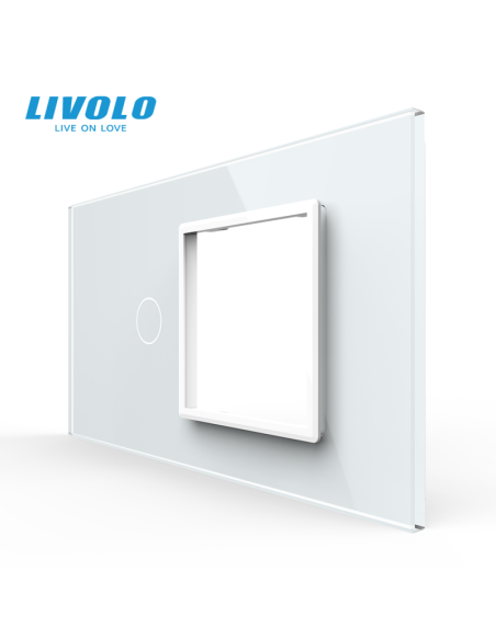 Panou pentru Întrerupător Touch simplu + Ramă din sticlă pentru doză 4 module Livolo