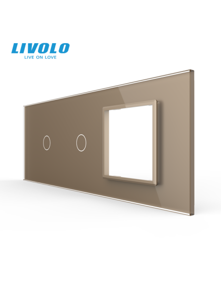 Panou pentru 2x Întrerupător Touch simplu + Ramă din sticlă pentru doză 6 module Livolo