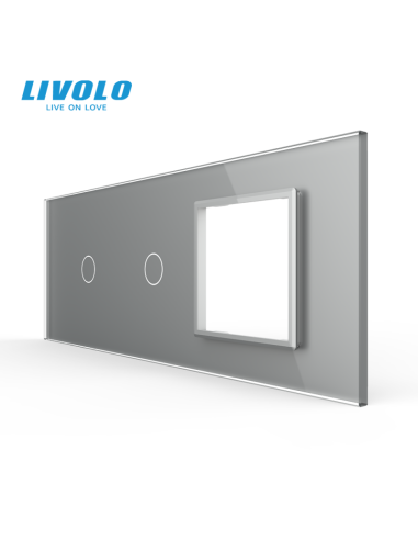 Panou pentru 2x Întrerupător Touch simplu + Ramă din sticlă pentru doză 6 module Livolo