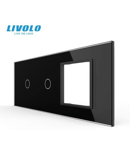 Panou pentru 2x Întrerupător Touch simplu + Ramă din sticlă pentru doză 6 module Livolo