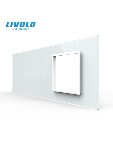 Panou pentru 2x Întrerupător Touch dublu + Ramă din sticlă pentru doză 6 module Livolo