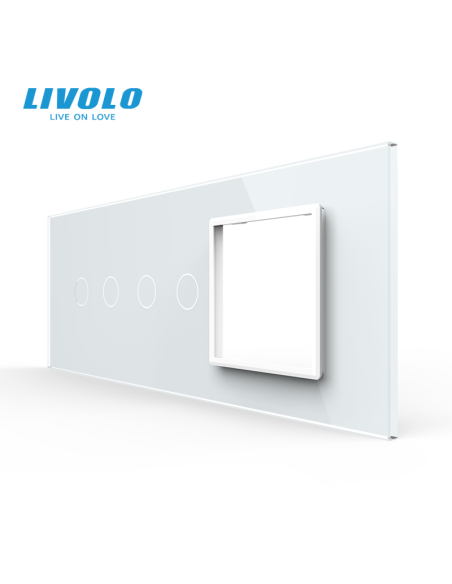 Panou pentru 2x Întrerupător Touch dublu + Ramă din sticlă pentru doză 6 module Livolo