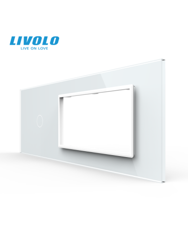 Panou pentru Întrerupător Touch simplu + Ramă Dublă din sticlă pentru doză 6 module Livolo