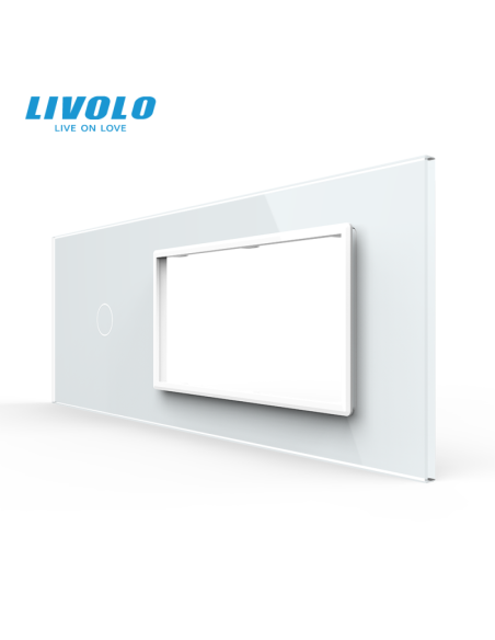 Panou pentru Întrerupător Touch simplu + Ramă Dublă din sticlă pentru doză 6 module Livolo