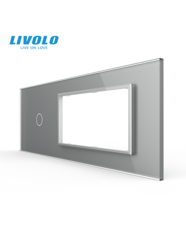 Panou pentru Întrerupător Touch simplu + Ramă Dublă din sticlă pentru doză 6 module Livolo