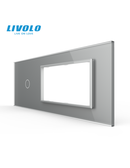 Panou pentru Întrerupător Touch simplu + Ramă Dublă din sticlă pentru doză 6 module Livolo