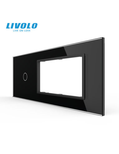 Panou pentru Întrerupător Touch simplu + Ramă Dublă din sticlă pentru doză 6 module Livolo