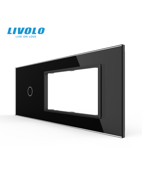 Panou pentru Întrerupător Touch simplu + Ramă Dublă din sticlă pentru doză 6 module Livolo