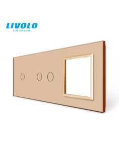Panou pentru întrerupător touch simplu + dublu + ramă din sticlă 3x2M Livolo 2