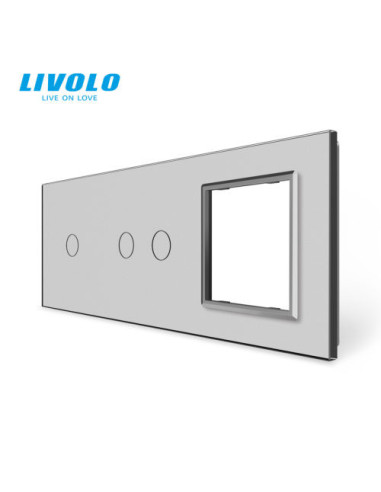 Panou pentru întrerupător touch simplu + dublu + ramă din sticlă 3x2M Livolo