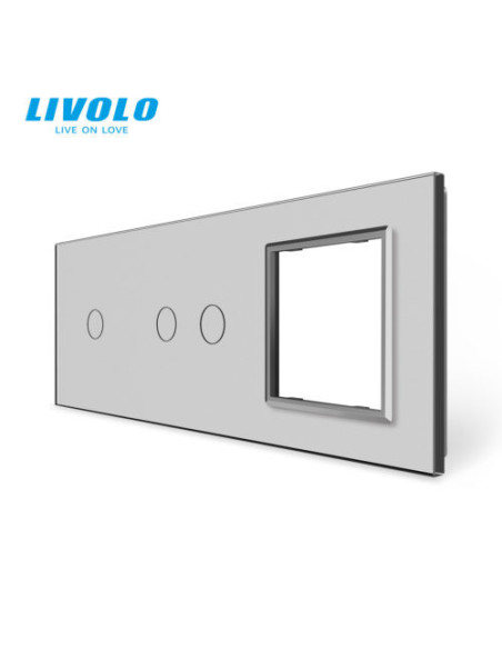 Panou pentru întrerupător touch simplu + dublu + ramă din sticlă 3x2M Livolo