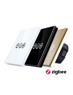 Întrerupător smart WiFi touch pentru jaluzele TUYA, panou sticlă, cu nul, Moono, alb